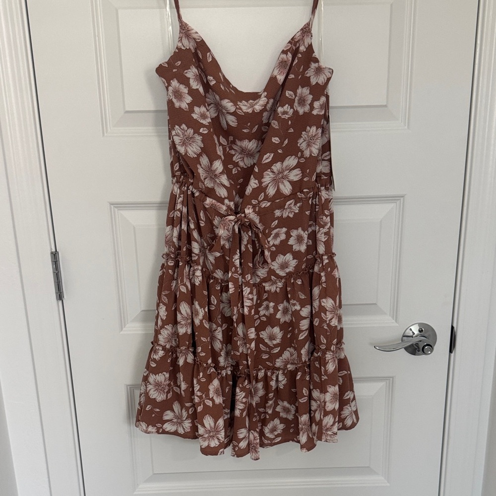 Honey and Rosie Brown Dress with Cream Floral Design